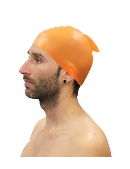 Lote 10 gorros natación silicona con aleta softee