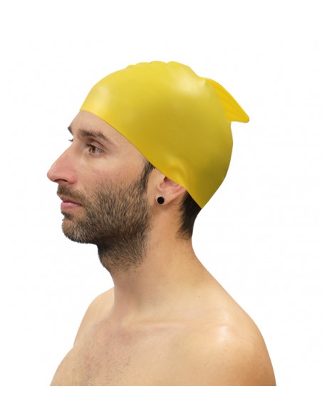 Lote 10 gorros natación silicona con aleta softee