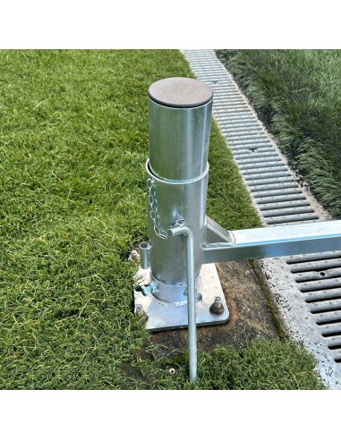 Juego porterías aluminio fútbol 7 90 mm abatibles con arquillos cincados