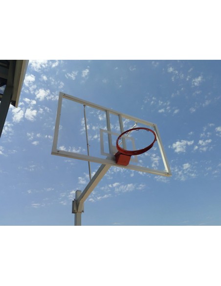 Juego de 2 canastas baloncesto deluxe monotubo fijas con base para anclaje -sin tablero ni aro-