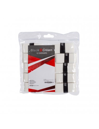 Bolsa 12 overgrips black crown liso blanco
