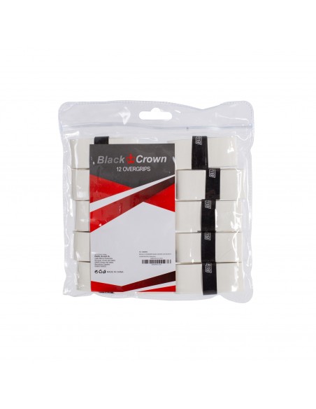 Bolsa 12 overgrips black crown liso blanco