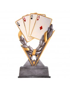 TROFEO RESINA "CINTA LAUREL" POKER H.13 CM