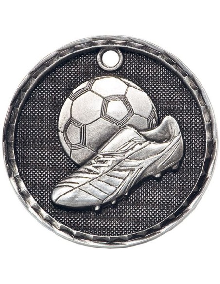 MEDALLA FUTBOL Ø50 MM PLATA VJ "3D"