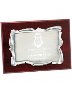 PLACA 17-081 PLATA C/MADERA