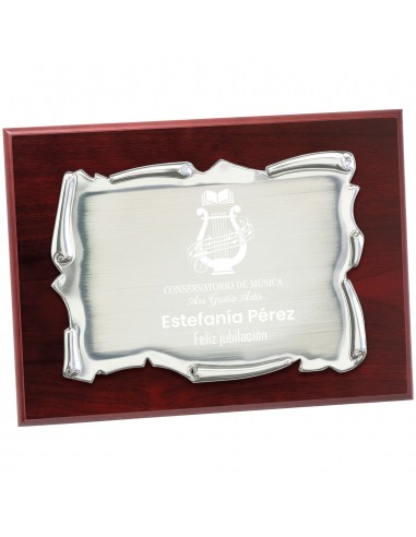 PLACA 17-081 PLATA C/MADERA