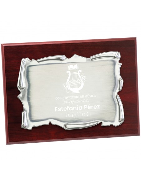 PLACA 17-081 PLATA C/MADERA