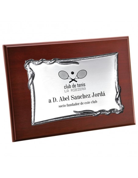 PLACA 17-071 PLATA C/MADERA