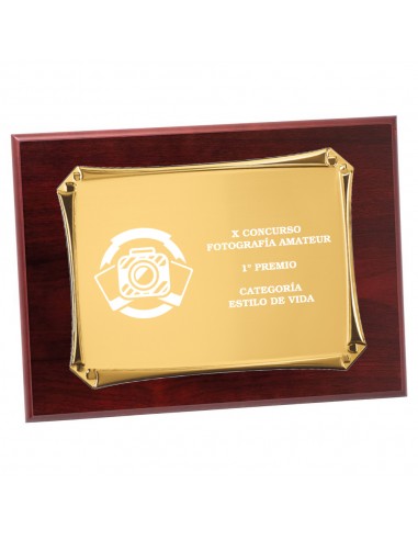 PLACA 17-211 ORO C/MADERA
