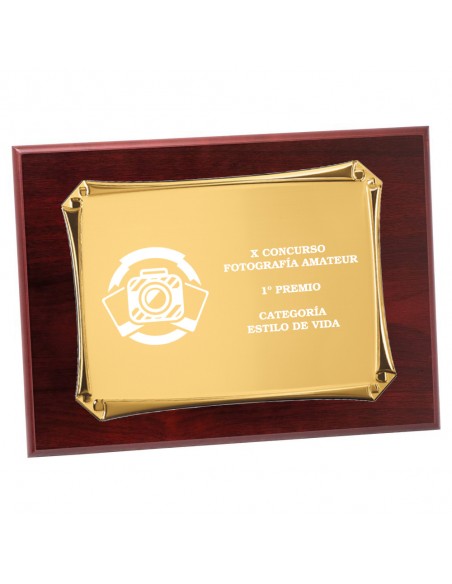 PLACA 17-211 ORO C/MADERA