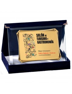 PLACA 17-215 DORADA C/CRISTAL Y ESTUCHE TARGA
