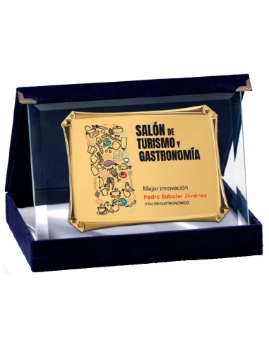 PLACA 17-215 DORADA C/CRISTAL Y ESTUCHE TARGA