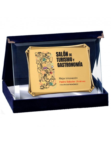 PLACA 17-215 DORADA C/CRISTAL Y ESTUCHE TARGA