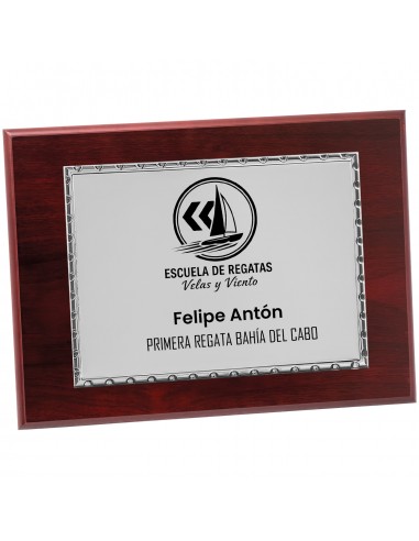 PLACA 17-261 PLATA C/MADERA