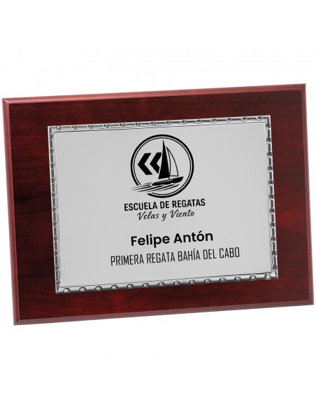 PLACA 17-261 PLATA C/MADERA