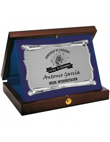 PLACA 17-258 PLATA C/ESTUCHE MADERA SUBLIMACION