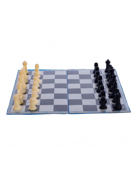 Tablero ajedrez 43 cm plegable - incluye fichas sencillas- Tablero ajedrez 43 cm plegable - incluye fichas sencillas-