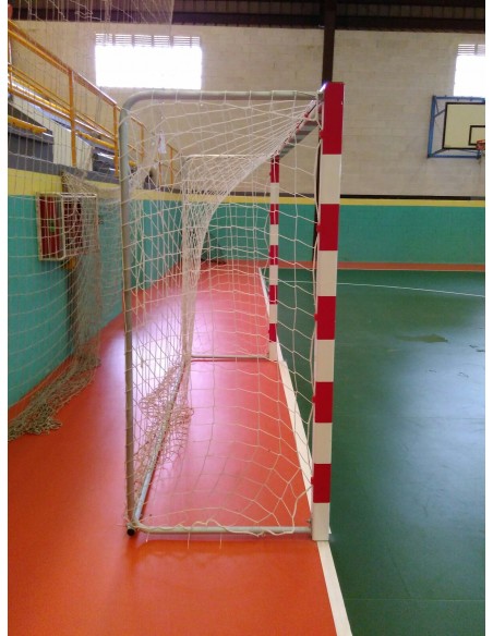 Juego porterías aluminio balonmano-fútbol sala 80x80 trasladables con base tubo redondo