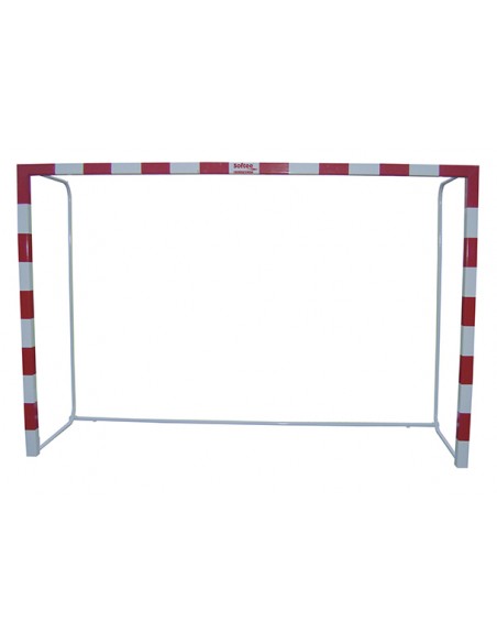 Juego porterías aluminio balonmano-fútbol sala 80x80 trasladables con base tubo redondo