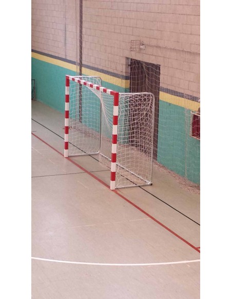 Juego porterías aluminio balonmano-fútbol sala 80x80 trasladables con base tubo redondo