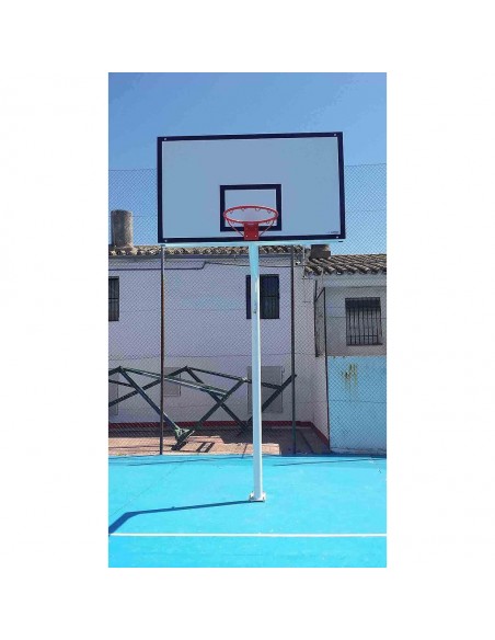 Juego de 2 canastas baloncesto monotubo new tubo 114 mm fijas -sin tablero, aro- con base de anclaje Juego de 2 canastas baloncesto monotubo new tubo 114 mm fijas -sin tablero, aro- con base de anclaje