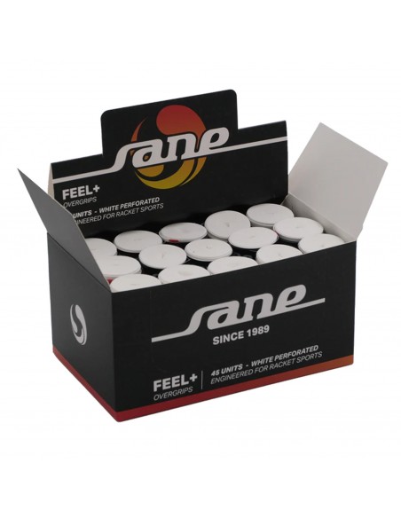 Caja de 45 overgrips sane feel perforados blancos