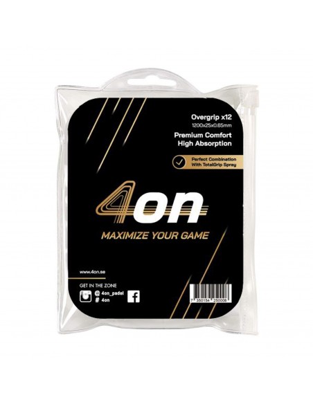 Blister overgrip blanco 4on premium comfort - 12 piezas