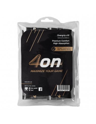 Blister overgrip negro 4on premium comfort - 12 piezas