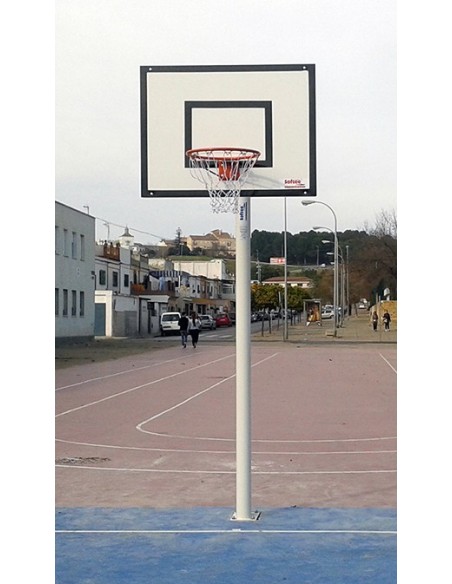 Juego canastas minibasket monotubo new tubo 114 mm fijas con base para anclaje-sin tablero, aro
