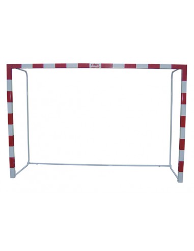 Juego porterías aluminio balonmano-fútbol sala 80x80 trasladables con base tubo redondo