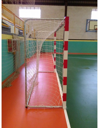 Juego porterías aluminio balonmano-fútbol sala 80x80 trasladables con base tubo redondo