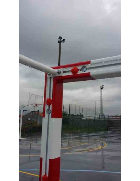 Juego porterías f.sala/balonmano aluminio trasladables 80x80mm con base 80x40mm