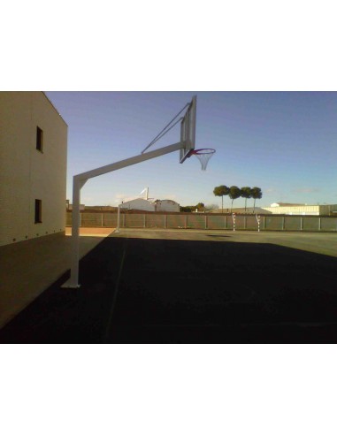 Juego canastas baloncesto monotubo new tubo 140x140 mm fijas con base para anclaje vuelo 2,25 mts