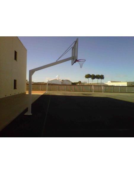 Juego canastas baloncesto monotubo new tubo 140x140 mm fijas con base para anclaje vuelo 2,25 mts