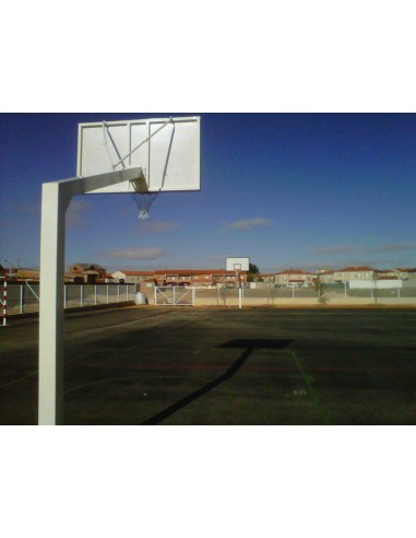 Juego canastas baloncesto monotubo new tubo 140x140 mm fijas con base para anclaje vuelo 2,25 mts