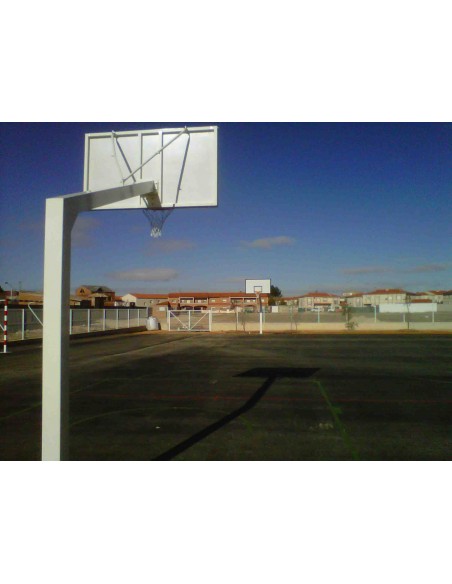 Juego canastas baloncesto monotubo new tubo 140x140 mm fijas con base para anclaje vuelo 2,25 mts