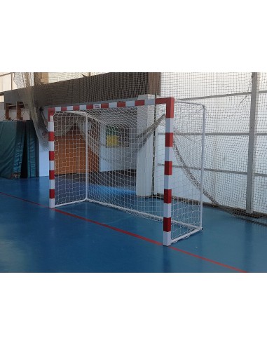 Juego de 2 porterías f.sala/balonmano metálicas trasladables 80x80mm con base de tubo redondo