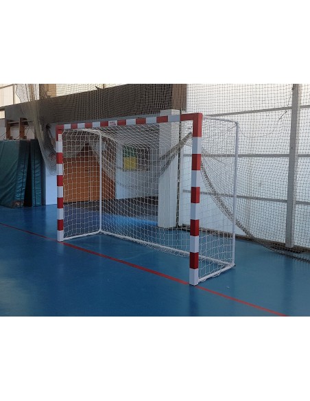 Juego de 2 porterías f.sala/balonmano metálicas trasladables 80x80mm con base de tubo redondo