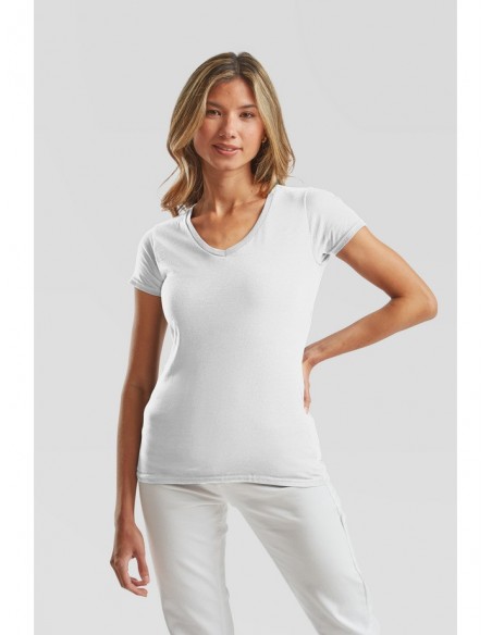 Camiseta fruit of the loom ladies iconic 150 v-neck t