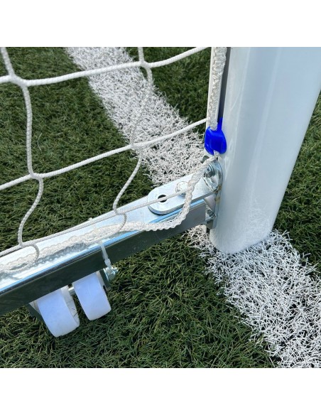 Juego porterías aluminio fútbol 7 90 mm abatibles con arquillos cincados Juego porterías aluminio fútbol 7 90 mm abatibles con arquillos cincados