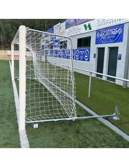 Juego porterías aluminio fútbol 7 90 mm abatibles con arquillos cincados Juego porterías aluminio fútbol 7 90 mm abatibles con arquillos cincados