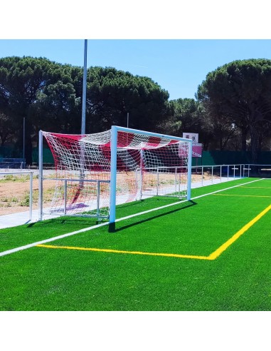 Juego porterías aluminio fútbol 11 120x100 abatibles con arquillos galvanizados en caliente