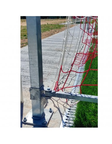 Juego porterías aluminio fútbol 11 120x100 abatibles con arquillos galvanizados en caliente