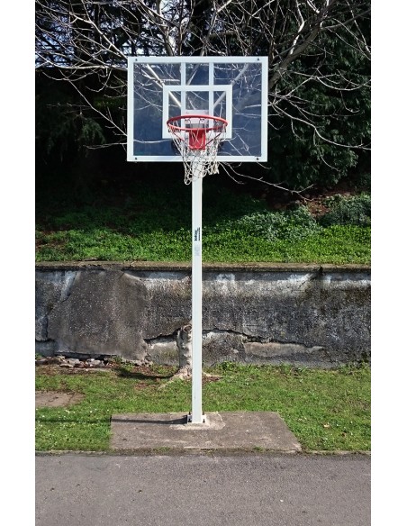Juego de 2 canastas minibasket deluxe monotubo tubo 100 fijas con base para anclaje -sin tablero ni aro-