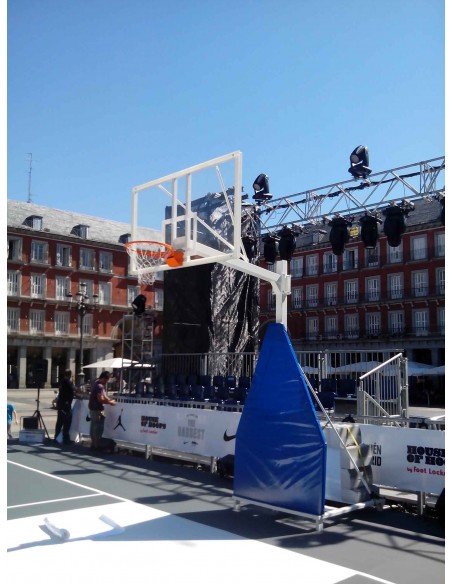 Juego de 2 canastas baloncesto deluxe monotubo tubo 100 trasladable 2 ruedas con carro -sin tablero, aro