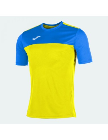 Winner Manga Corta Camiseta Amarillo-Royal Azul