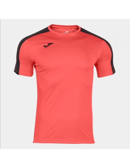 Academy Manga Corta Camiseta Coral Flúor-Negro