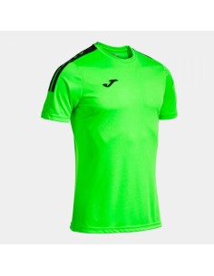Olimpiada Manga Corta Camiseta Verde Flúor Negro