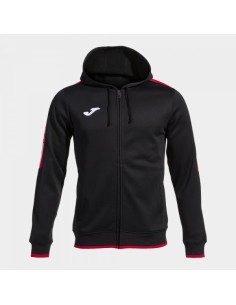 Olimpiada Cremallera-Up Sudadera con Capucha Negro Rojo