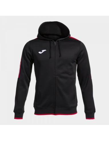 Olimpiada Cremallera-Up Sudadera con Capucha Negro Rojo